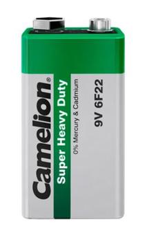 Camelion Super Heavy Duty 9V Block 6F22 Zink Kohle Batterie Folie