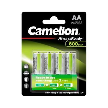 Camelion AA Mignon 600mAh NiMH HR6 Always Ready 4 Akkus sfür DECT Telefon & Solar