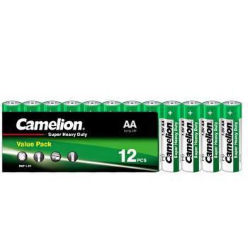 Camelion Super Heavy Duty AA Mignon R6 Zink Kohle 12 Batterien Folie