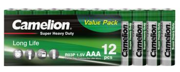 Camelion Super Heavy Duty AAA Micro R03 Zink Kohle 12 Batterien Folie