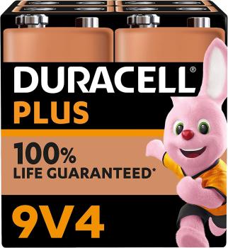 Duracell Plus 9V Block 6LR61 Alkaline 4 Batterien