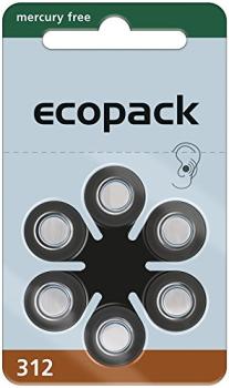 Ecopack Typ 312 PR41 Braun 1,45V Zink Luft – 6 Stück