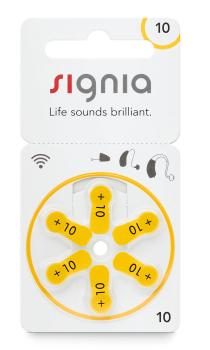 Signia Typ 10 PR70 Gelb 1,45V Zink Luft – 6 Stück