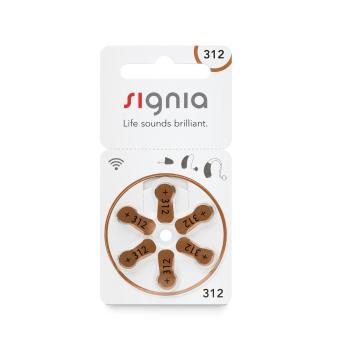 Signia Typ 312 PR41 Braun 1,45V Zink Luft – 6 Stück