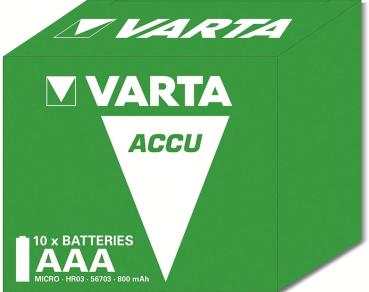 Varta AAA Micro 800mAh NiMH HR03 Power Recharge 10 Akkus