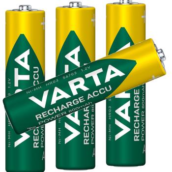 Varta AAA Micro 800mAh NiMH HR03 Power Recharge 4 Akkus