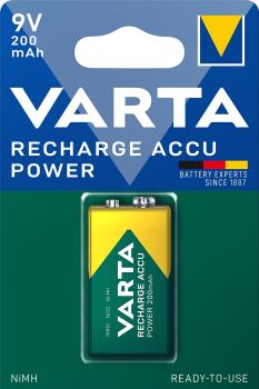Varta 9V Block 200mAh NiMH HR6F22 Power Recharge Akku
