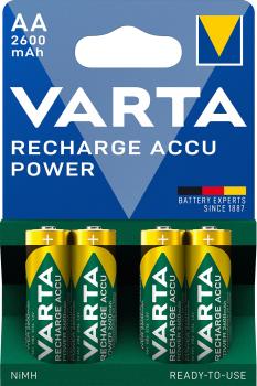 Varta AA Mignon 2600mAh NiMH HR6 Power Recharge 4 Akkus