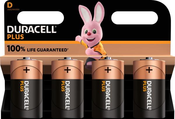 Duracell Plus Mono D LR20 Alkaline 4 Batterien