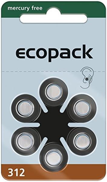 Ecopack Typ 312 PR41 Braun 1,45V Zink Luft – 6 Stück