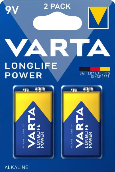 Varta Longlife Power 9V Block 6LR61 Alkaline 2 Batterien