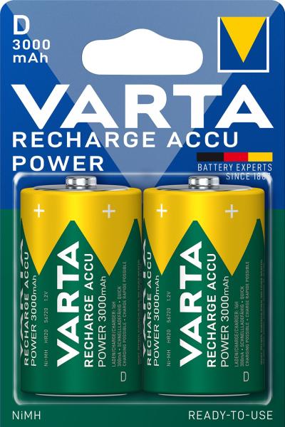 Varta Mono D 3000mAh HR20 NiMH Power Recharge  2 Akkus
