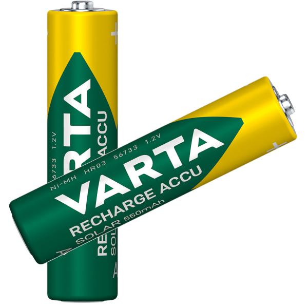 Varta AAA Micro 550mAh NiMH HR03 2 Akkus für Solar Lampen