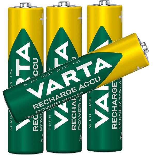 Varta AAA Micro 550mAh NiMH HR03 Power Recharge 4 Akkus