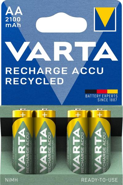 Varta AA Mignon 2100mAh NiMH HR6 Recycled Recharge 4 Akkus